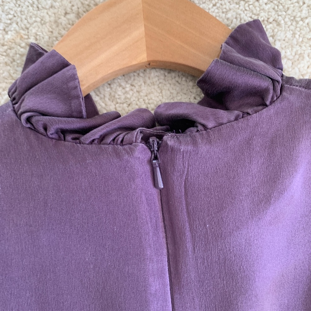 100% Silk Designer Marie Chantal Purple Dress with Ruffle Size 4 - Picture 6 of 10